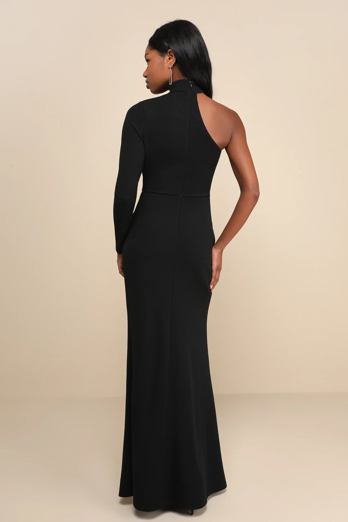 Keep It Interesting Black Cutout One-Shoulder Maxi Dress