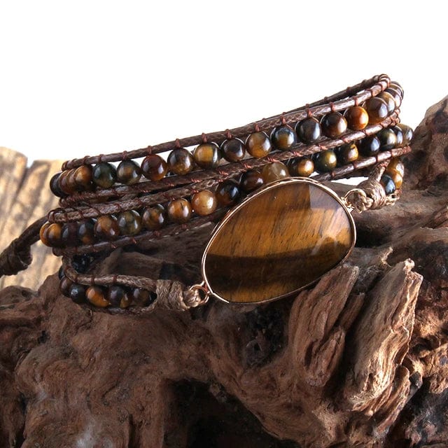 Boho Beaded Stone Wrap Bracelet