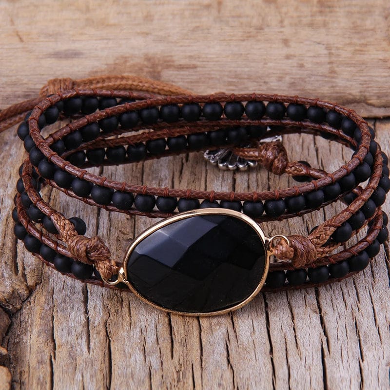 Boho Beaded Stone Wrap Bracelet