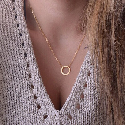 Gold Circle Pendant Necklace